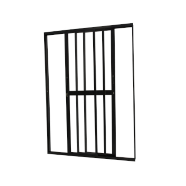 Porta de Correr 3 Folhas Alumínio Pintado Preto 2,10x2,00m Linha Black Nobre CRV