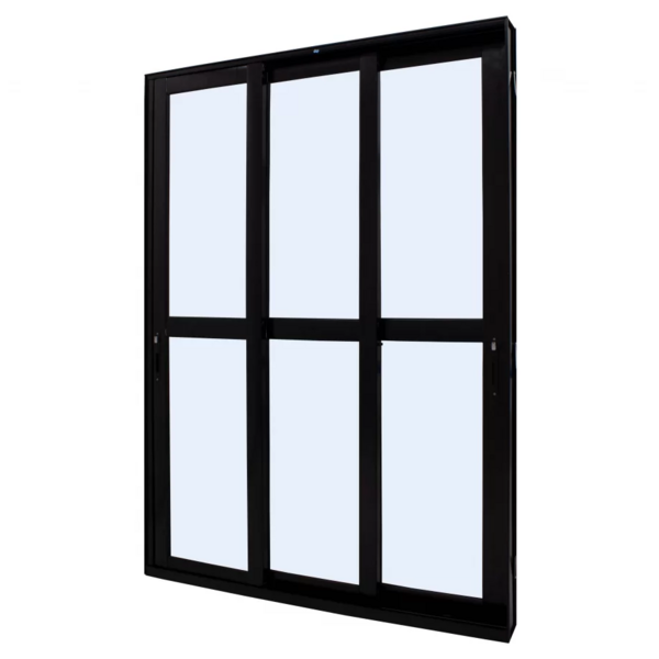 Porta De Correr Alumínio Preto 215x120x13,1cm 3 Folhas Móveis