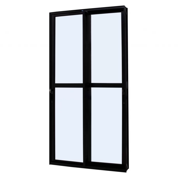 Porta De Correr Alumínio Preto 215x120x8,7cm 2 Folhas Móveis