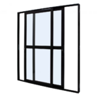 Porta De Correr Alumínio Preto 2 Folhas Móveis 215x150x9,3cm