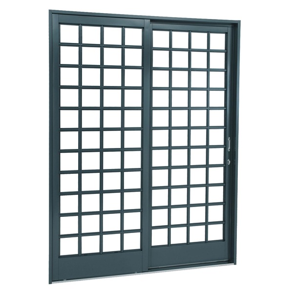 Porta de correr Belfort Aço 217 x 160 x 12 cm Quadriculado 2 folhas Sasazaki