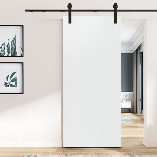 Porta De Correr Branco Prime 210x80 Kit Celeiro Preto