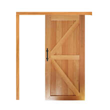 Porta De Correr Celeiro Em Madeira Maciça Tauari Com Moldura