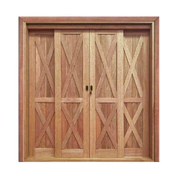 Porta De Correr Chácara 4 Folhas Em Madeira Maciça Cedro Aran