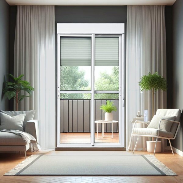 Porta De Correr Com Persiana Integrada 2 Folhas Móveis 220 X