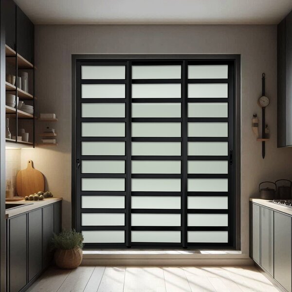 Porta De Correr Com Travessas 3 Folhas Moveis Sequenciais 210