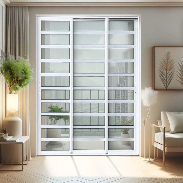 Porta De Correr Com Travessas 3 Folhas Moveis Sequenciais 210