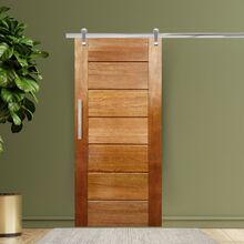 Porta De Correr Completa Bbb 102x210cm Em Madeira Maciça Cedr