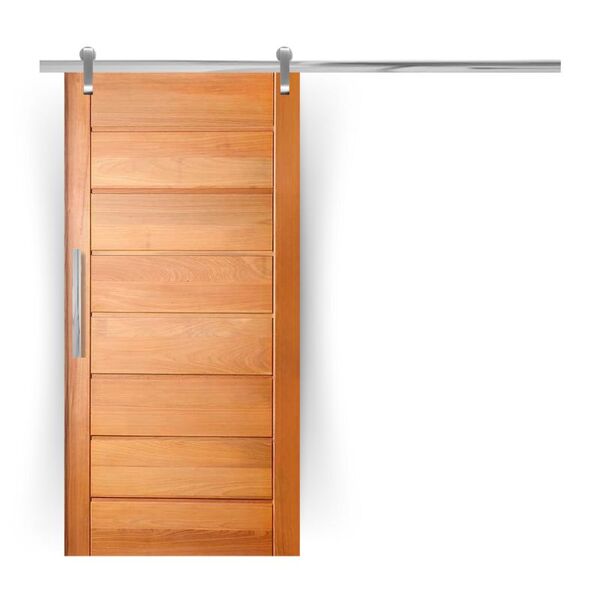 Porta De Correr Completa Bbb 112x210cm Em Madeira Maciça Taua