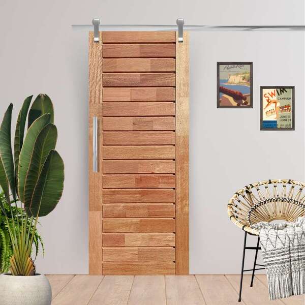 Porta De Correr Completa Comercial 60x210cm Em Madeira Maciça