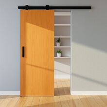 Porta De Correr Completa Lisa Em Madeira Semi Sólida 210x70 C