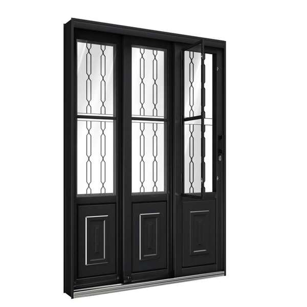 Porta De Correr De Aço Com Postigo 213 X 150 X 17 Cm Preto 3