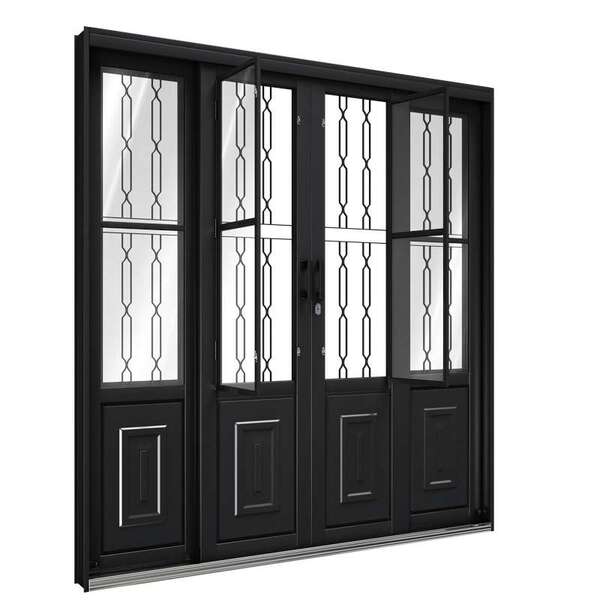 Porta De Correr De Aço Com Postigo 213 X 200 X 13 Cm Preto 4