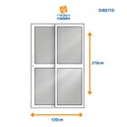 Porta De Correr De Aluminio 210x120cm 2 Folhas Moveis E 1 Fol