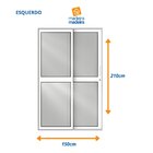 Porta De Correr De Aluminio 210x150cm 2 Folhas Moveis E 1 Fol