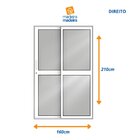 Porta De Correr De Aluminio 210x160cm 2 Folhas Moveis E 1 Fol