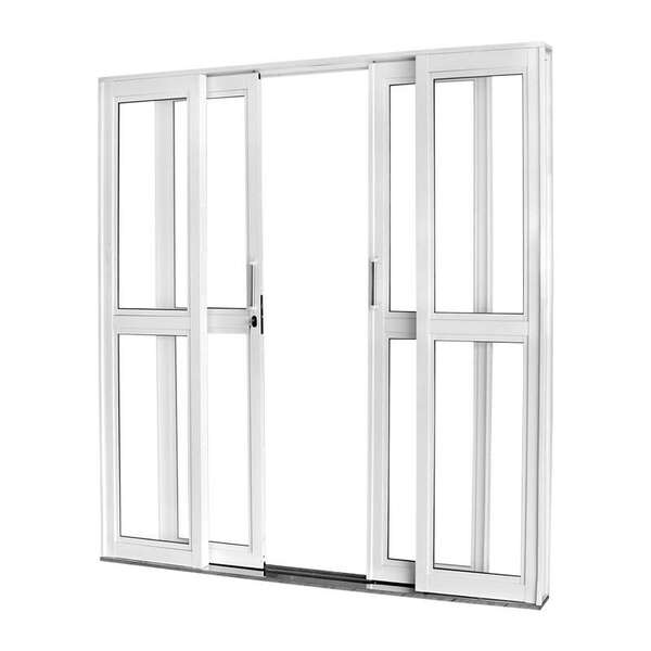 Porta De Correr Em Aço Branco 215x200x14 Cm 4 Folhas Vl Ideal