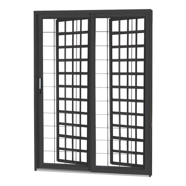 Porta De Correr Em Aço Primer 215x160x12 Cm 2 Folhas Grade Qu