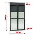 Porta De Correr Em Alumínio Com Persiana Manual 2 Folhas Vidr