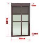 Porta De Correr Em Alumínio Com Persiana Manual 2 Folhas Vidr