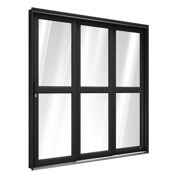 Porta de Correr Esquerdo 3 Folhas Aço Pintado Preto 213x150cm Riobras