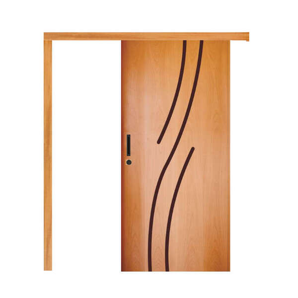 Porta De Correr Frisada Modelo 10 Em Madeira Semi Sólida Hdf