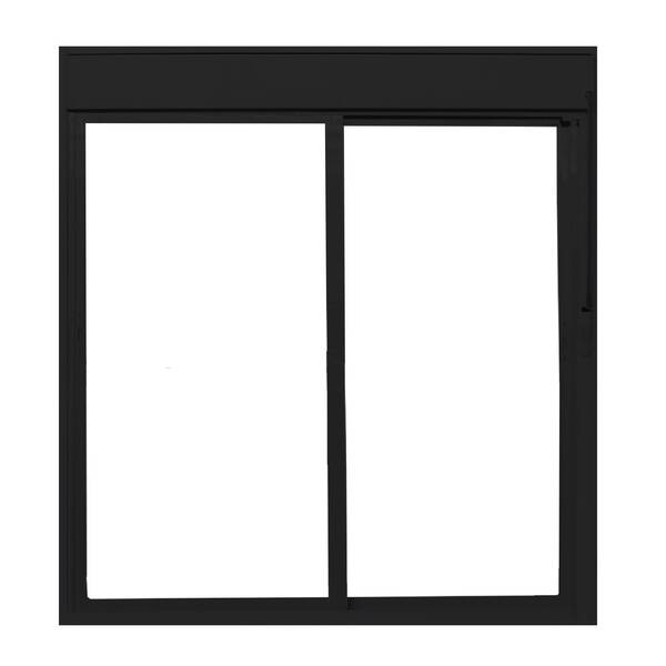 Porta de Correr 2 Folhas Alumínio Preto com Persiana Integrada Motorizada 220v Sob Medida Linha 25 OGB Esquadrias