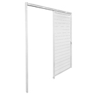 Porta de Correr Lambri 1 Folha Suspensa em Alumínio Pintado Branco com Fechadura 2,10x0,86m Linha Home 3A Alumínio