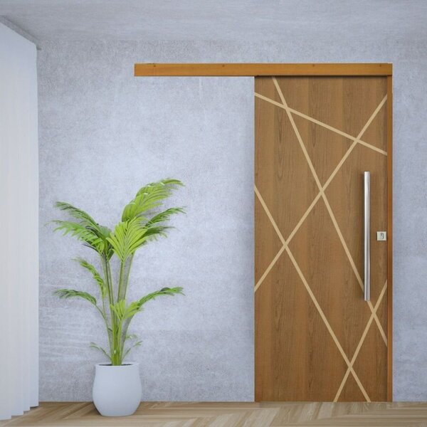龍匠ケージ 45×45×60 Porta De Correr Padrão Imbuia Agatha Trilho Embutir Puxador