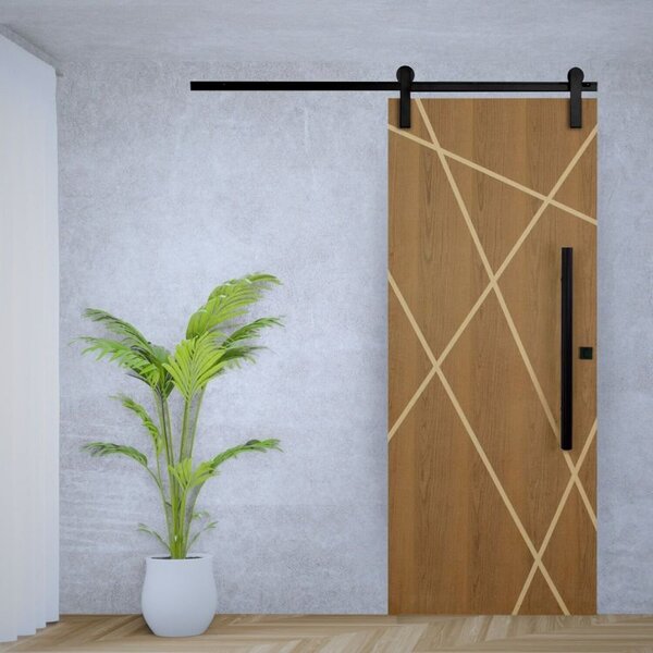 Porta De Correr Padrão Imbuia Agatha Trilho Soft Puxador Tubo