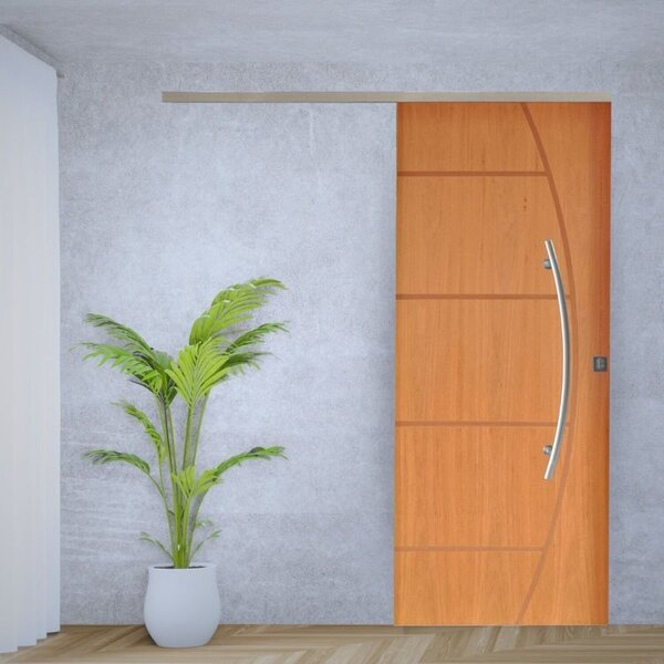 Porta De Correr Padrão Imbuia Belissima 6 Trilho Vision Puxad