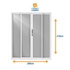 Porta De Correr Panoramica De Aluminio 210x200cm 2 Folhas Mov