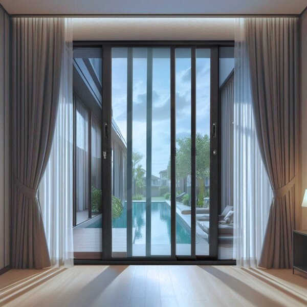 Porta De Correr Panoramica Laminada 210x150cm 3 Folhas Moveis