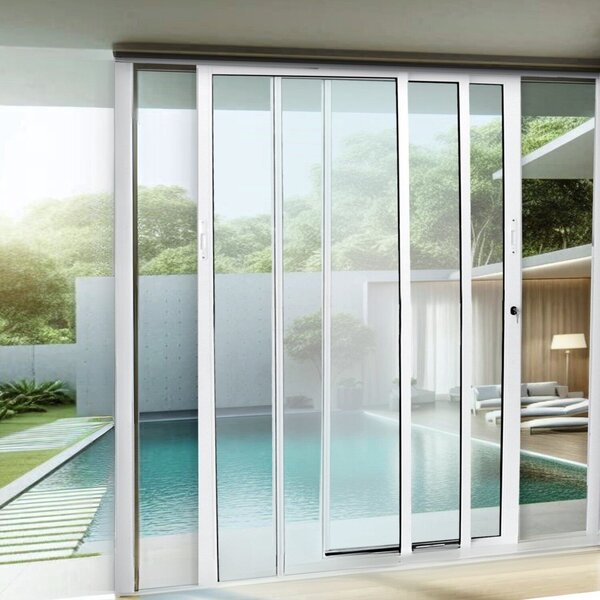 Porta De Correr Panoramica Laminada 210x150cm 3 Folhas Moveis