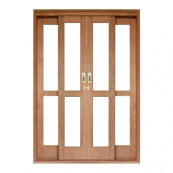 Porta De Correr Panorâmico 4 Folhas Cedro Arana 215cmx160cmx1