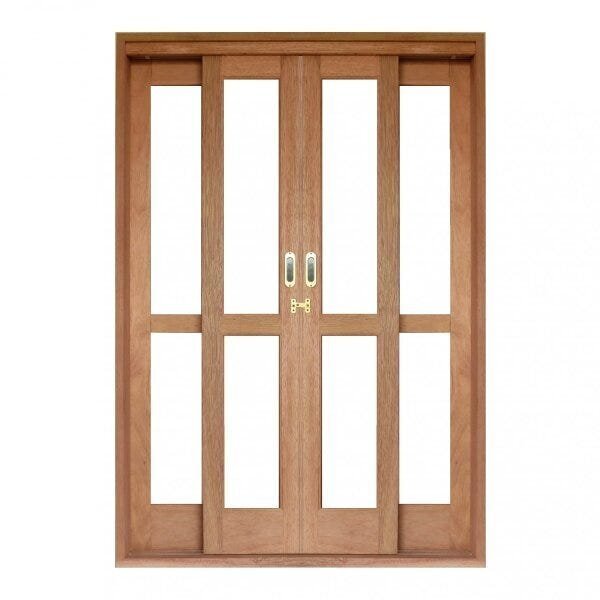 Porta De Correr Panorâmico 4 Folhas Cedro Arana 215cmx180cmx1