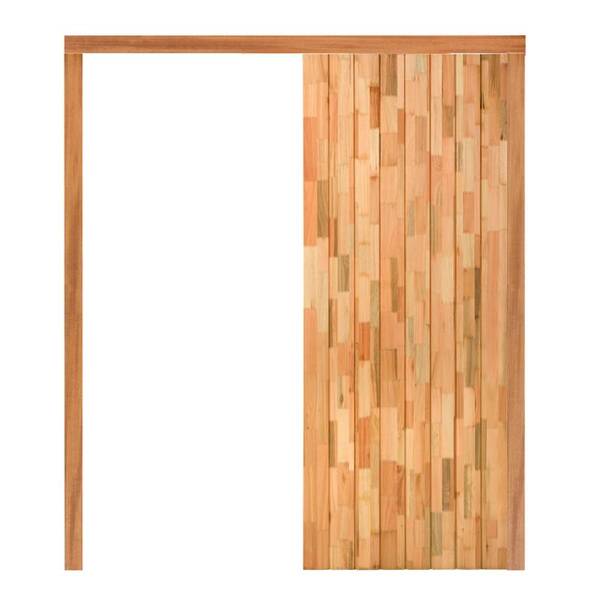 Porta De Correr Pm26 Mexicana Em Madeira Maciça Eucalipto Cru