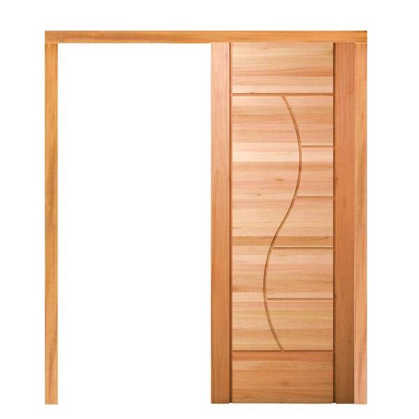 Porta De Correr Pm89 Evidence Em Madeira Maciça Eucalipto Cru