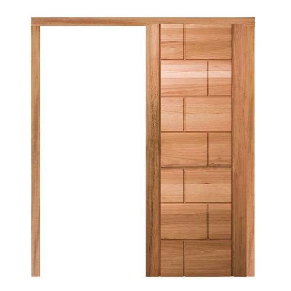 Porta De Correr Pm94 Talismã Em Madeira Maciça Eucalipto Cruz