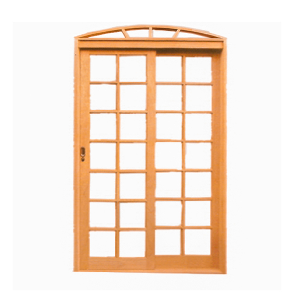 Porta De Correr Quadriculada Arco 2 Folhas Em Madeira Maciça