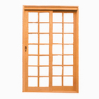 Porta De Correr Quadriculada Reta 2 Folhas Em Madeira Maciça