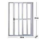 Porta De Correr Sacada 3 Folhas Sequenciais Móveis 2.10 X 1.2