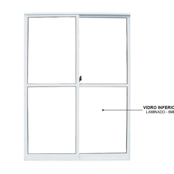 Porta De Correr Sacada Em Alumínio 2 Folhas Branco - 210x100