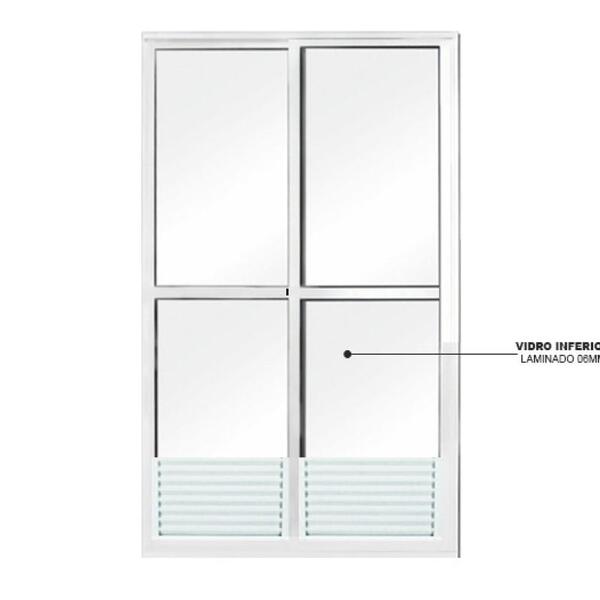 Porta De Correr Sacada Mista Em Alumínio 2 Folhas Branco - 21