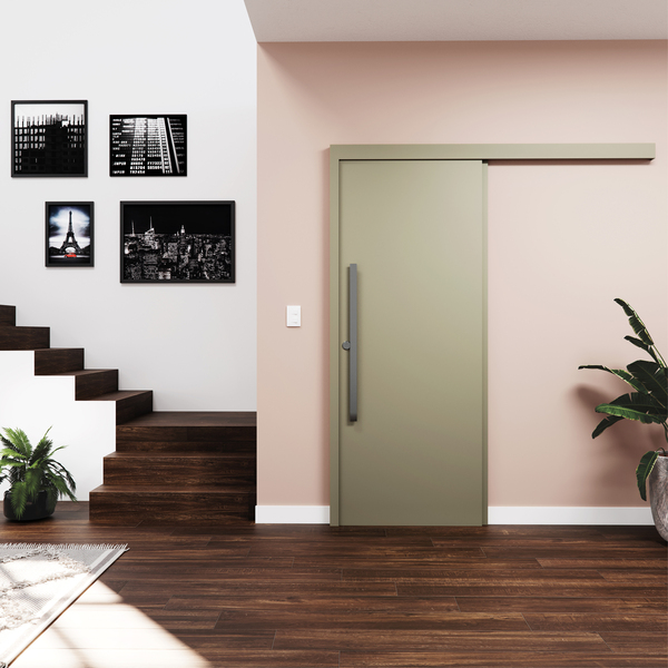 Kit Correr com Batente de 12 a 19cm e Folha de Porta Lacca Touch Fendi Direito ou Esquerdo 2,10x1,02 Vivace Plus Artens