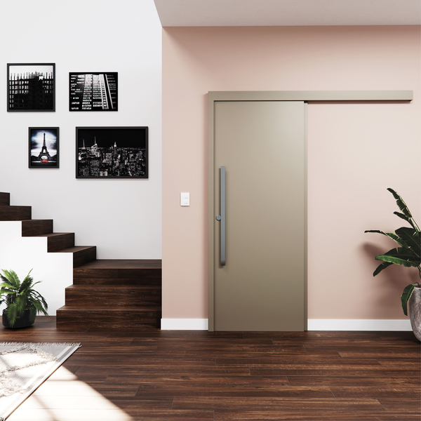 Kit Correr com Batente de 12 a 19cm e Folha de Porta Lacca Touch Cappucino Direito ou Esquerdo 2,10x1,02 Artens