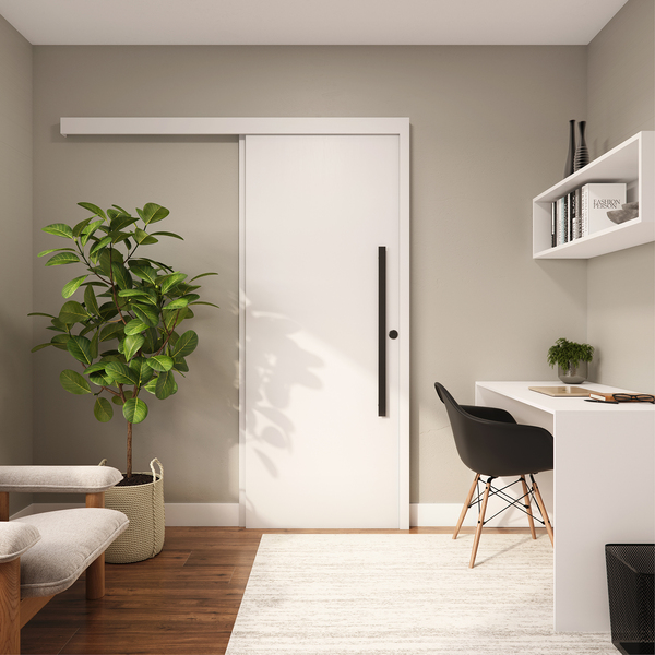 Kit Correr com Batente de 12 a 19cm e Folha de Porta Lacca Touch Bianco Direito ou Esquerdo 2,10x1,02 Vivace Plus Artens