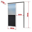 Porta De Correr Suspensa 210x100cm Meia Veneziana Meia Vidro