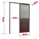 Porta De Correr Suspensa 210x100cm Meia Veneziana Meia Vidro