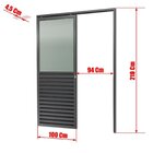 Porta De Correr Suspensa 210x100cm Meia Veneziana Meia Vidro